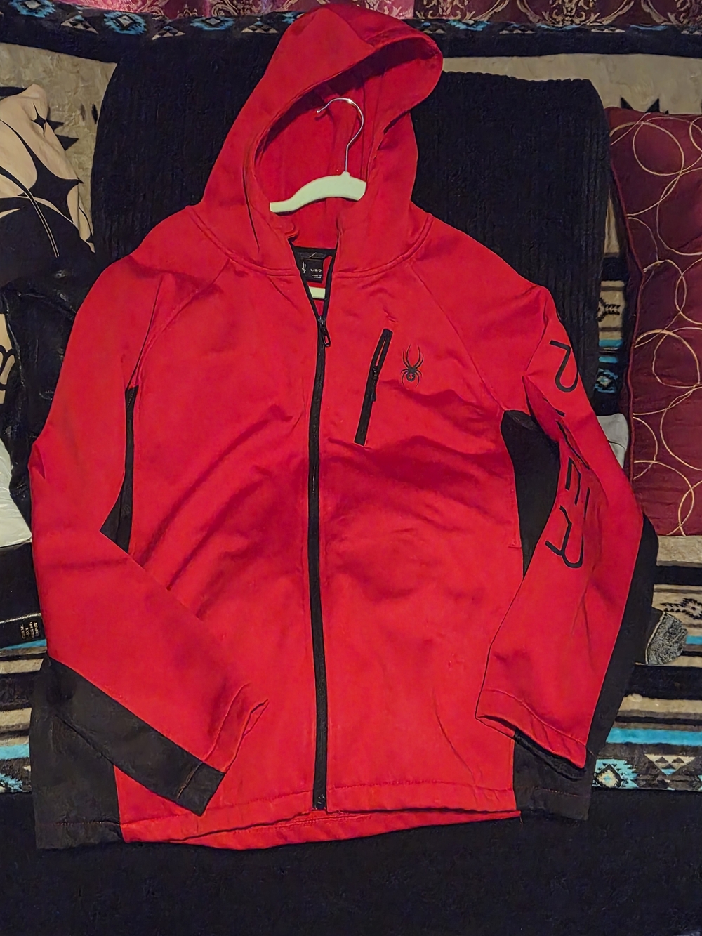 Spyder Men's Red Hooded Softshell Jacket